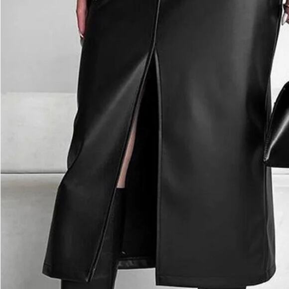 NWT REVOLVE &MINIMALIST lovers COMMENSE  black midi vegan leather skirt M - Picture 5 of 9